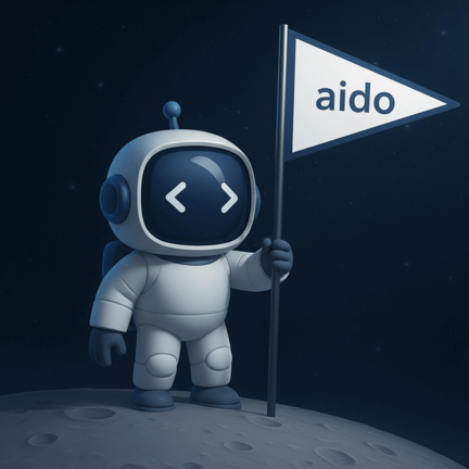 Aido planting a flag